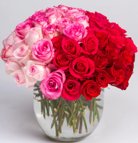 Brimming with the worlds most popular bloom, this luxurious take on a timeless gift is sure to send a statement to that special someone in your life. One of our most stunning arrangements, this ombre style design is created from an abundance of our premium roses from blush pink to deep red and every shade in between.