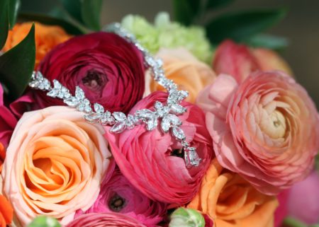 Diamond necklace on roses