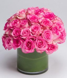 Stunning vase of pink roses